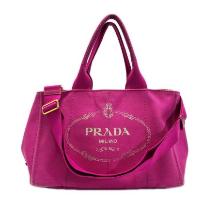 PRADA カナパ ショッキングピンク ショルダーバッグ トートバッグ キャンバス レディース 