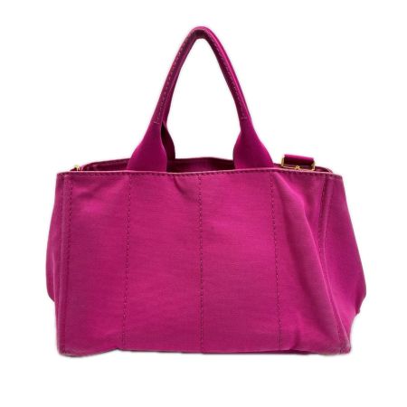 PRADA カナパ ショッキングピンク ショルダーバッグ トートバッグ キャンバス レディース 
