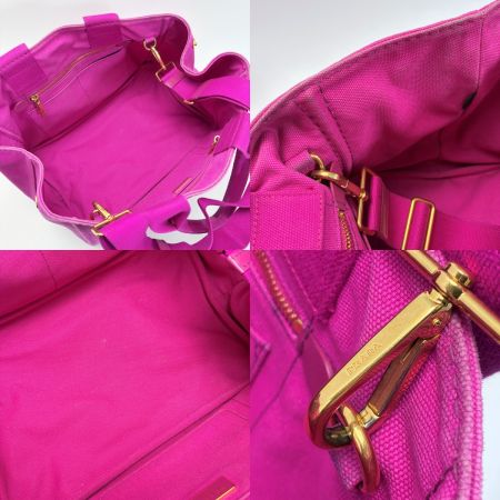 PRADA カナパ ショッキングピンク ショルダーバッグ トートバッグ キャンバス レディース 