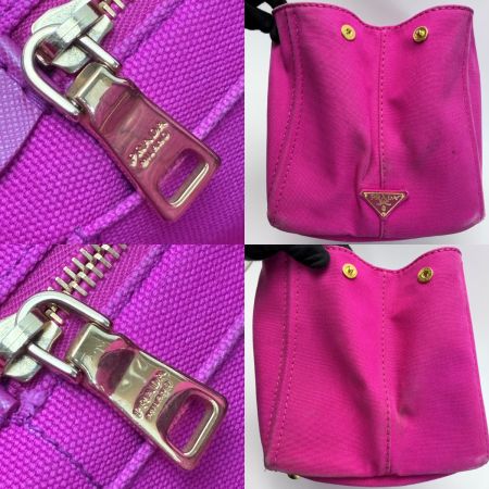 PRADA カナパ ショッキングピンク ショルダーバッグ トートバッグ キャンバス レディース 
