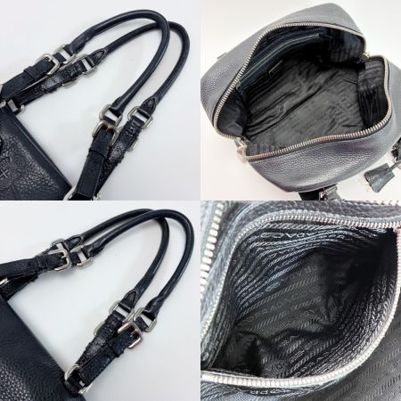 PRADA ミニボストンバッグ ブラック パドロック キー×2 レザー レディース