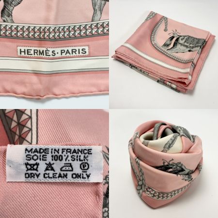 HERMES エルメス GRAND APPARAT スカーフ シルク100%  ピンク