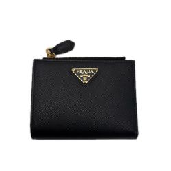PRADA プラダ 工場番号75 1ML050 ブラック 2つ折り財布 レディース  ギャランティーカード 箱有 Cランク