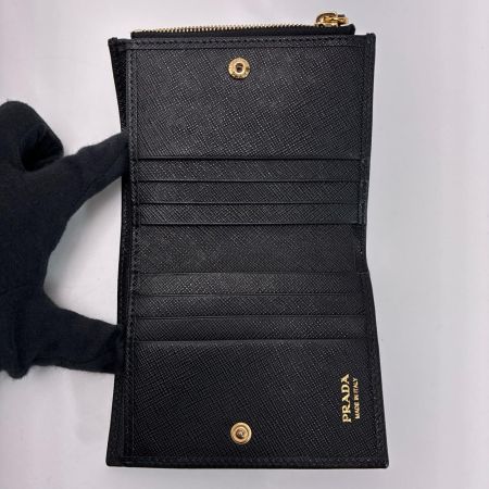 PRADA プラダ 工場番号75 1ML050 ブラック 2つ折り財布 レディース  ギャランティーカード 箱有