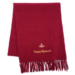 Vivienne Westwood ヴィヴィアン・ウエストウッド マフラー ウール100％ レディース レッド×ゴールド Bランク