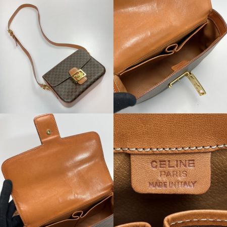 CELINE セリーヌ マカダム柄 馬具金具 ショルダーバッグ M95 ブラウン ホースキャリッジ PVC×レザー