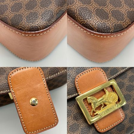 CELINE セリーヌ マカダム柄 馬具金具 ショルダーバッグ M95 ブラウン ホースキャリッジ PVC×レザー