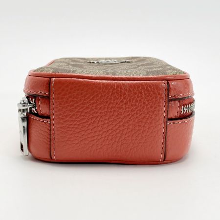 COACH コーチ エヴァ フォーン クロスボディ シグネチャー ベージュ×ピンク系 フォンウォレット ショルダーバッグ