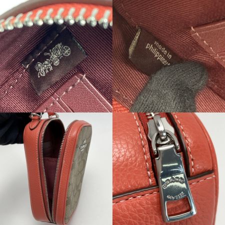 COACH コーチ エヴァ フォーン クロスボディ シグネチャー ベージュ×ピンク系 フォンウォレット ショルダーバッグ