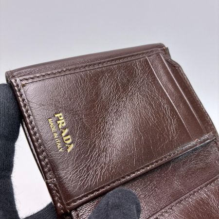 PRADA プラダ 3つ折り財布 レザー 1MH043 ブラウン レディース 箱有