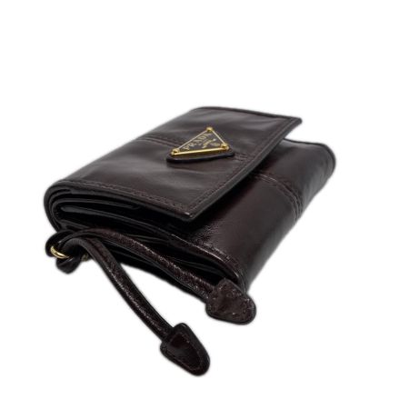 PRADA プラダ 3つ折り財布 レザー 1MH043 ブラウン レディース 箱有
