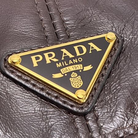 PRADA プラダ 3つ折り財布 レザー 1MH043 ブラウン レディース 箱有