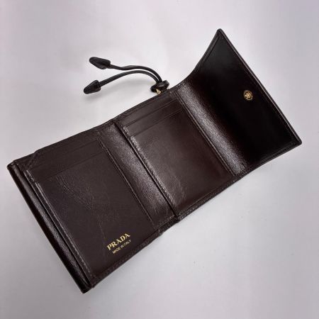 PRADA プラダ 3つ折り財布 レザー 1MH043 ブラウン レディース 箱有