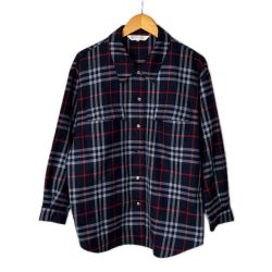 Burberrys バーバリーズ 長袖 シャツ チェック柄 FE127-964 ネイビー レディース Bランク