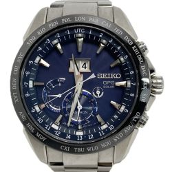 SEIKO セイコー アストロン ビッグデイト SBXB147 ネイビー ソーラーGPS メンズ 腕時計 箱・取説有 Bランク