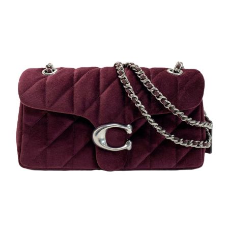 COACH コーチ タビー ショルダー バッグ 26 ベロア生地  チェーン CW607 パープル シルバー金具　レディース