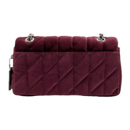 COACH コーチ タビー ショルダー バッグ 26 ベロア生地  チェーン CW607 パープル シルバー金具　レディース