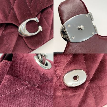 COACH コーチ タビー ショルダー バッグ 26 ベロア生地  チェーン CW607 パープル シルバー金具　レディース