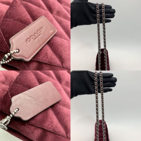 COACH コーチ タビー ショルダー バッグ 26 ベロア生地  チェーン CW607 パープル シルバー金具　レディース