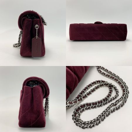 COACH コーチ タビー ショルダー バッグ 26 ベロア生地  チェーン CW607 パープル シルバー金具　レディース
