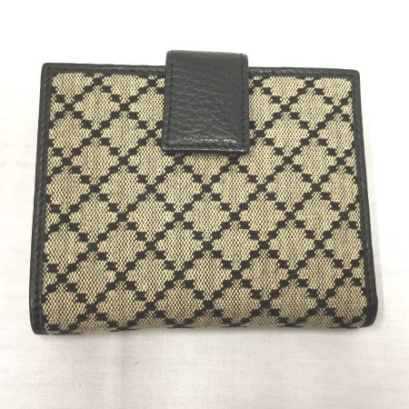  GUCCI グッチ 2つ折り財布 ディアマンテ レザー×キャンバス 箱付 143337 ブラック