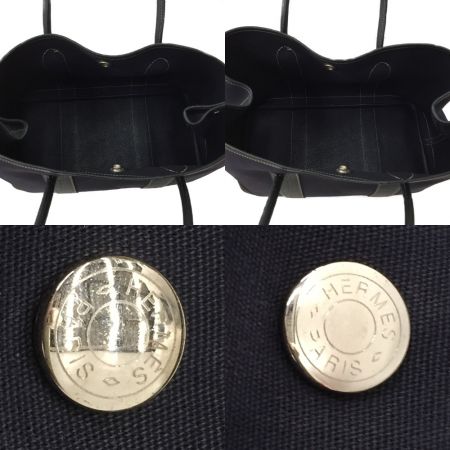  HERMES エルメス 36cm ガーデンパーティーPM キャンバス地 ネイビー