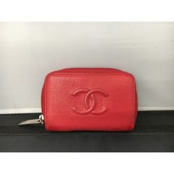 △△ CHANEL シャネル コインケース  キャビアスキン 財布 レッド Bランク