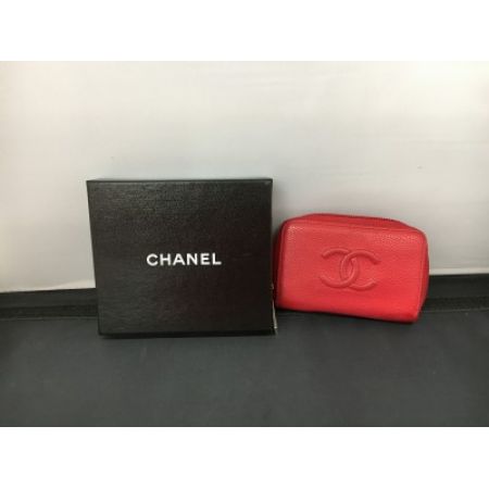  CHANEL シャネル コインケース  キャビアスキン 財布 レッド