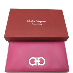 △△ Ferragamo フェラガモ ガンチーニ 2つ折り長財布 サルヴァトーレ フェラガモ ショッキングピンク Aランク