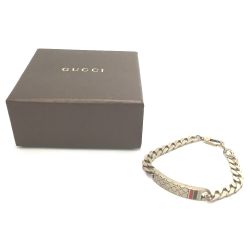 △△ GUCCI グッチ ブレスレット  ディアマンテ柄 プレート付 喜平 シルバー Bランク