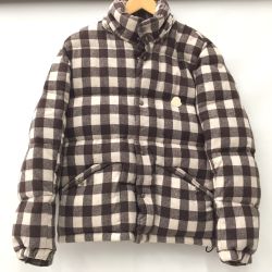 △△ MONCLER モンクレール ダウンジャケット 0 Sサイズ チェック RN116347 ブラウン x ホワイト Bランク