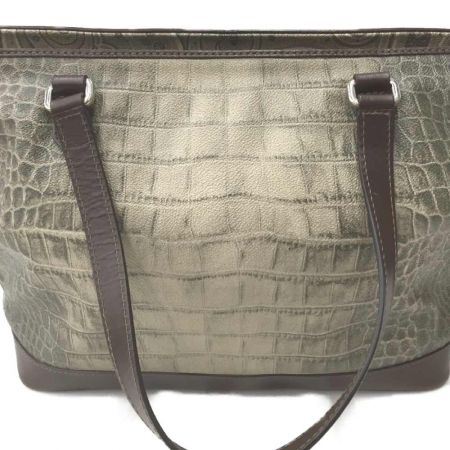  ETRO エトロ ペイズリー＆クロコ柄 2wayバッグ PVC グレー系 x ブラウン