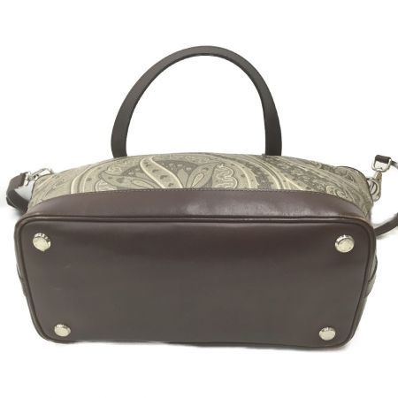  ETRO エトロ ペイズリー＆クロコ柄 2wayバッグ PVC グレー系 x ブラウン