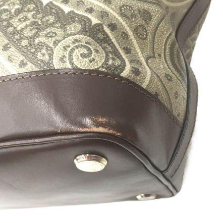  ETRO エトロ ペイズリー＆クロコ柄 2wayバッグ PVC グレー系 x ブラウン