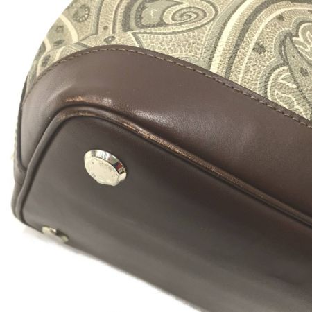  ETRO エトロ ペイズリー＆クロコ柄 2wayバッグ PVC グレー系 x ブラウン