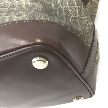  ETRO エトロ ペイズリー＆クロコ柄 2wayバッグ PVC グレー系 x ブラウン
