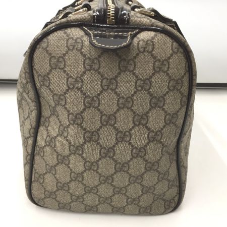 GUCCI グッチ GGプラス ハンドバッグ ミニボストンバッグ PVC パテントレザー 193603 ベージュ×ブラウン x ブラウン