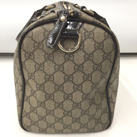  GUCCI グッチ GGプラス ハンドバッグ ミニボストンバッグ PVC パテントレザー 193603 ベージュ×ブラウン x ブラウン