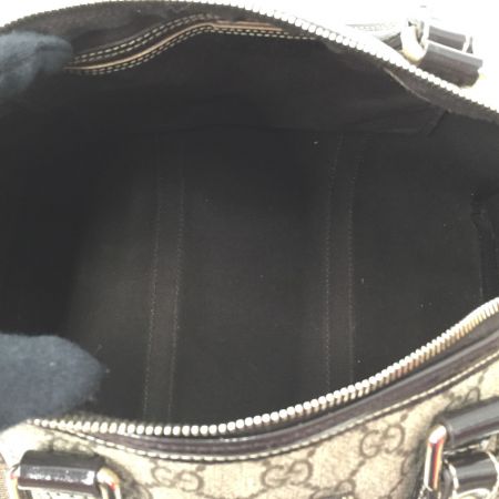  GUCCI グッチ GGプラス ハンドバッグ ミニボストンバッグ PVC パテントレザー 193603 ベージュ×ブラウン x ブラウン