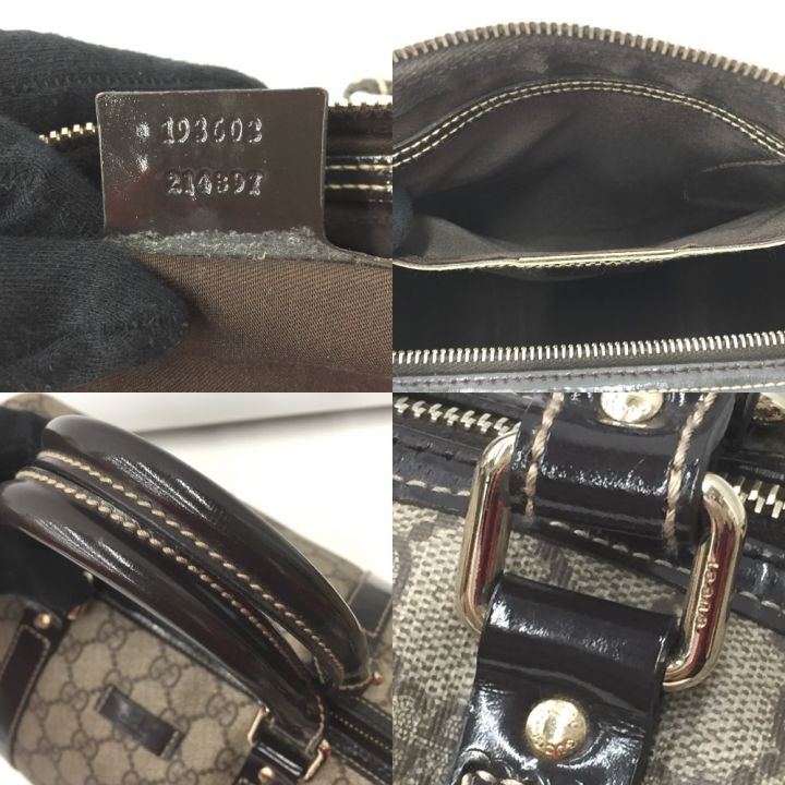 GUCCI グッチ GGプラス ハンドバッグ ミニボストンバッグ PVC パテントレザー 193603 ベージュ×ブラウン x ブラウン ｜中古｜なんでもリサイクルビッグバン