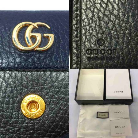  GUCCI グッチ GG プチマーモント3つ折り財布 レザー 523277 ブラック