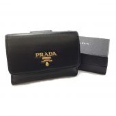 △△ PRADA プラダ SAFFIANO METAL サフィアーノ 財布 1MH523 ブラック Aランク