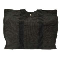 △△ HERMES エルメス エールラインGM  キャンバス ブラック x グレー Bランク