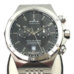 △△ EDOX デルフィン クロノグラフ 10108 シルバー Aランク