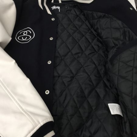  stussy ステューシ 90S SPECIAL EDITION復刻モデル スタジャン S ブラック×ホワイト