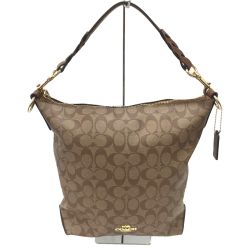 △△ COACH コーチ シグネチャー PVC レザー ショルダー紐欠品 F31477 Bランク