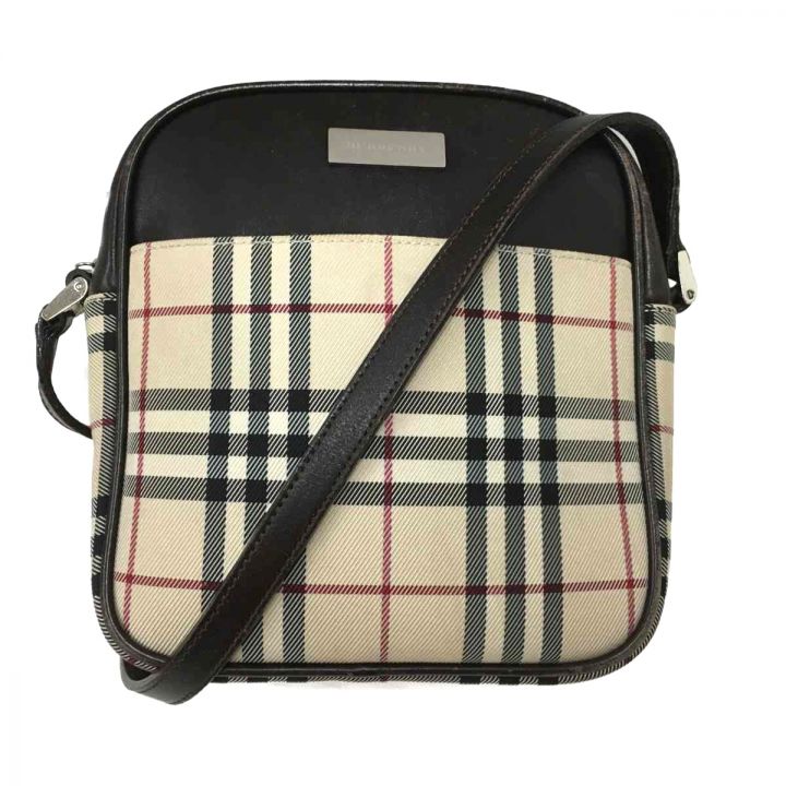 中古】 BURBERRY バーバリー ショルダーバッグ ノバチェック プレートロゴ ブラウン｜総合リサイクルショップ なんでもリサイクルビッグバン  オンラインストア