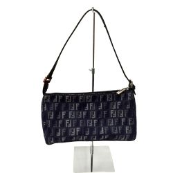 △△ FENDI フェンディ ズッカ柄 ハンドバッグ 2370-88R267/038 ネイビー Bランク