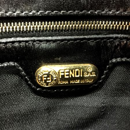 【中古】 FENDI フェンディ FFロゴ金具 ナイロン×レザーバッグ 