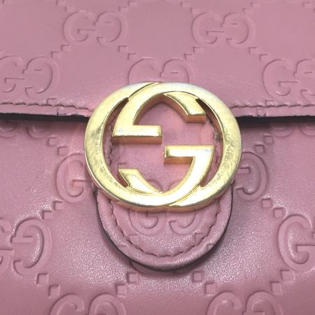 中古】 GUCCI グッチ シマ 長財布 インターロッキング 369663 ピンク B